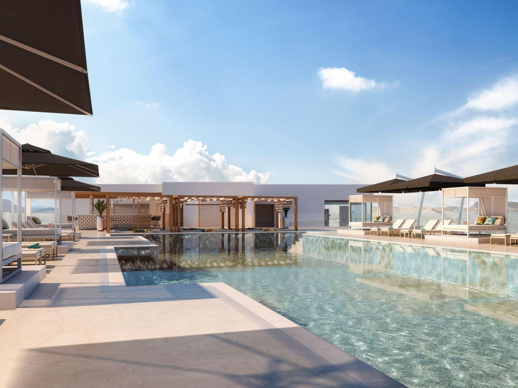 Moevenpick Hotel & Apartments Ghala Маскат Екстериор снимка The rooftop pool at the hotel